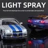 1:24 Alloy GTR R34 Model Car Toy with Sound, Light, Openable Doors, Four-Wheel Steering, and Pull-Back Action