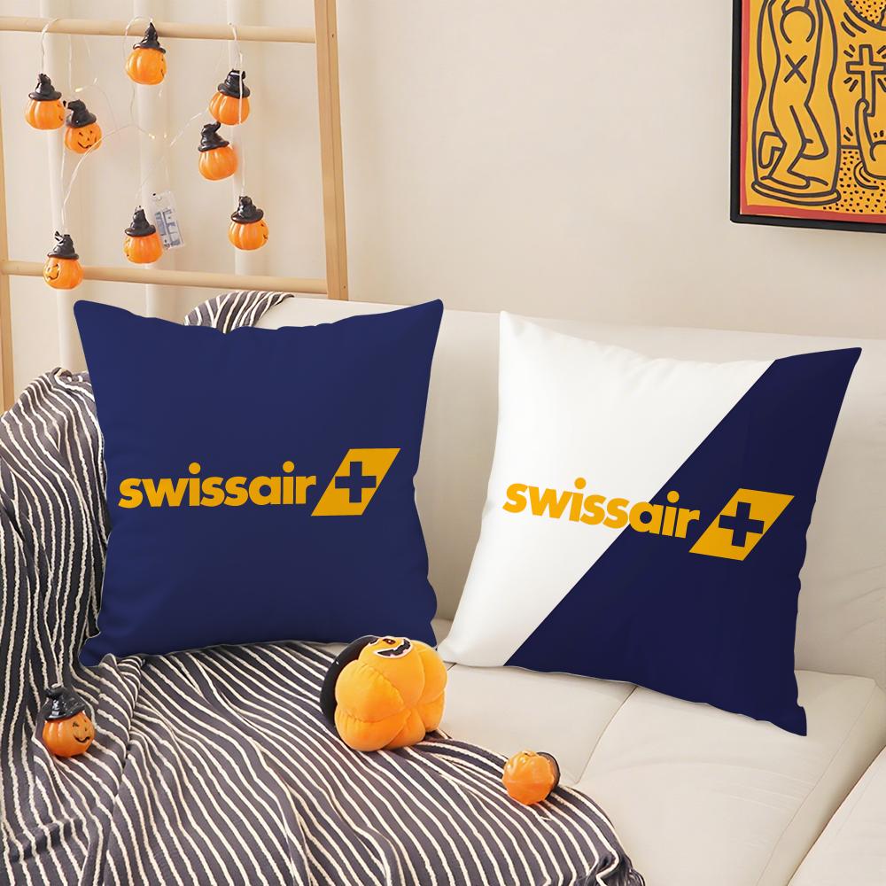 Travel Design S-Swissair Pillow Case Silky Short Plush With Invisible Zipper Dustproof Sofa Cushion Cover For Home Decor
