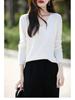 Autumn 2024 Women's Knitted V-Neck Sweater - Long-Sleeved Velvet Prismatic Korean Style