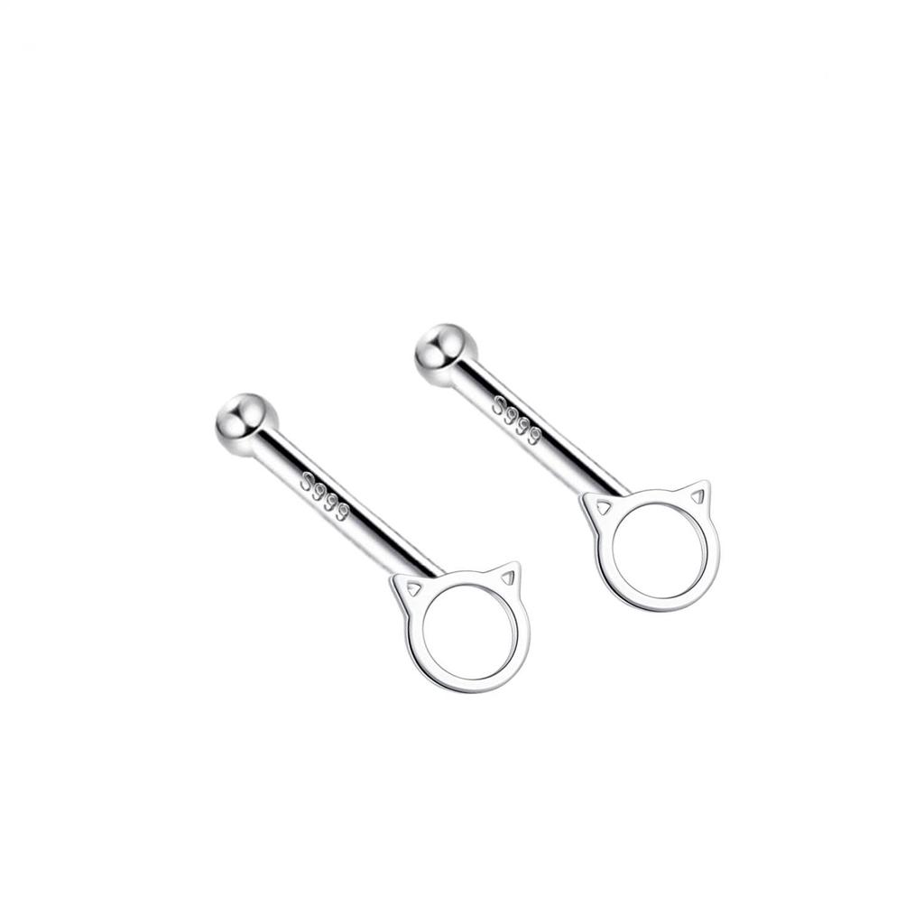 S999 Pure Silver Minimalist Women's Earrings – Small Bean Ear Bone Studs, Anti-Blocking Design for Commuting