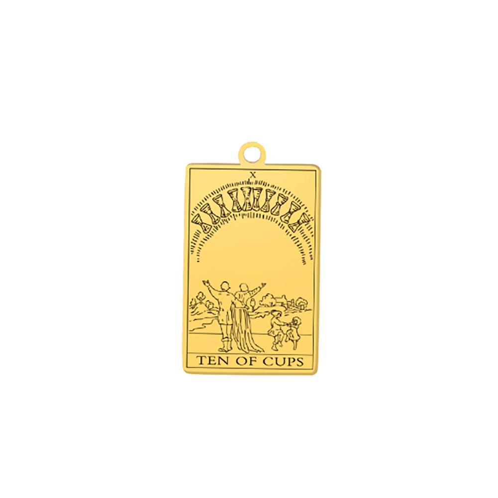 LIKGREAT Stainless Steel Tarot Cards Pendant The Suit of Cups Wands Minor Arcana Tarot Jewelry Vintage Astrology Amulet