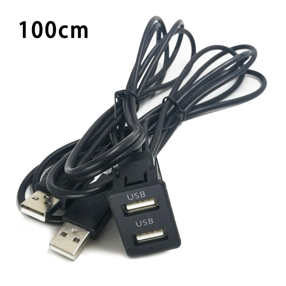 100CM Car Dash Flush Mount USB Port Panel Dual USB Extension Adapter Cable For Toyota Flush Mount The Socket To Your Dashboard