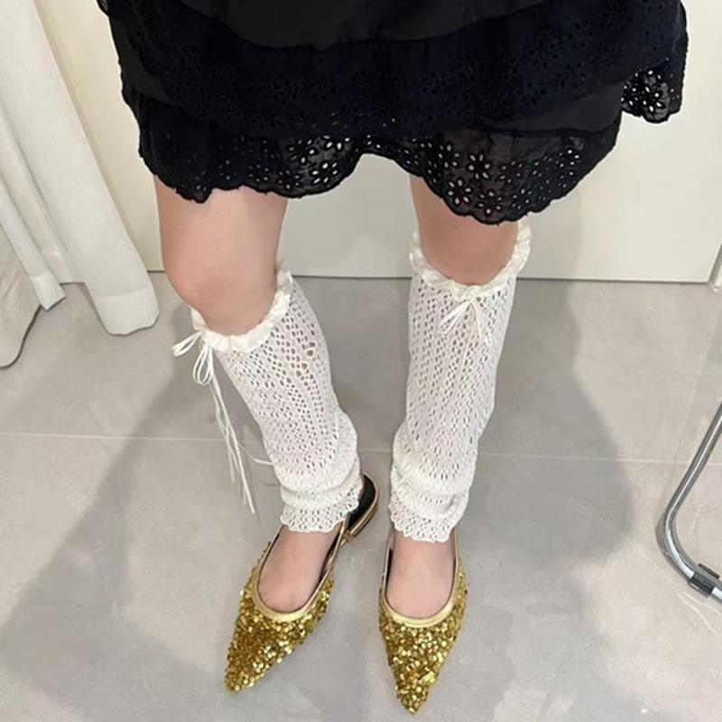 Candy Colors Leg Warmers Summer Women Sun Protection Dual-using Covers Lolita Fuffles Mesh Thin High Stockings Hollow Out Socks