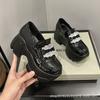 Platform Loafers Women's 2025 Spring New One-pedal Shallow Mouth Single Shoes Inner Height Increase Women's Shoes Small Muffin Shoes
