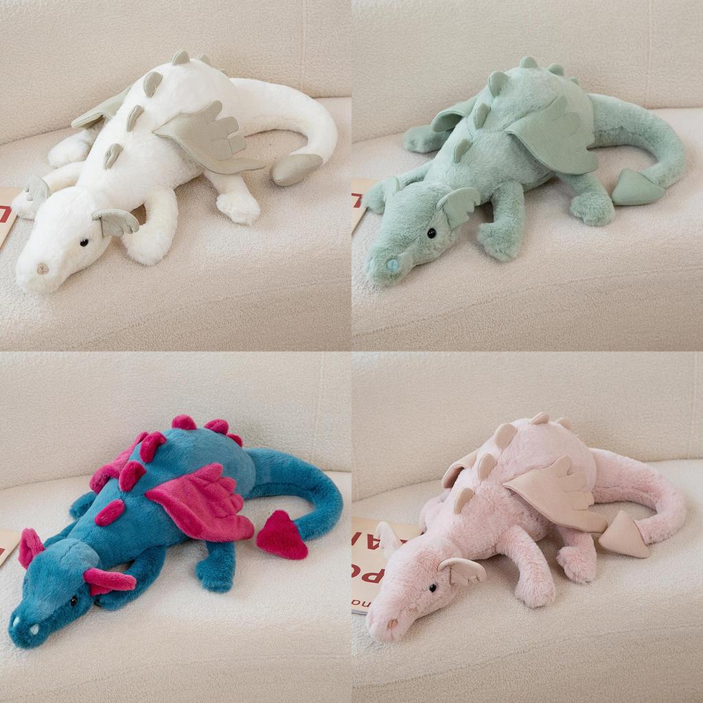 Adorable peluche Dragon Céleste, douce et mignonne, un long oreiller pour enfants, disponible en rose, bleu et vert.