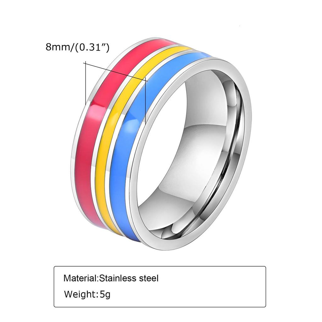 Quanshi 8mm Pierścionek z biżuterią z kolorową flagą PR-033
