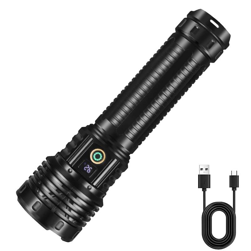 High Power LED COB Flashlights USB Rechargeable Tactical Zoom Torch Ultra Powerful Outdoor Long Range Camping Fishing Lantern