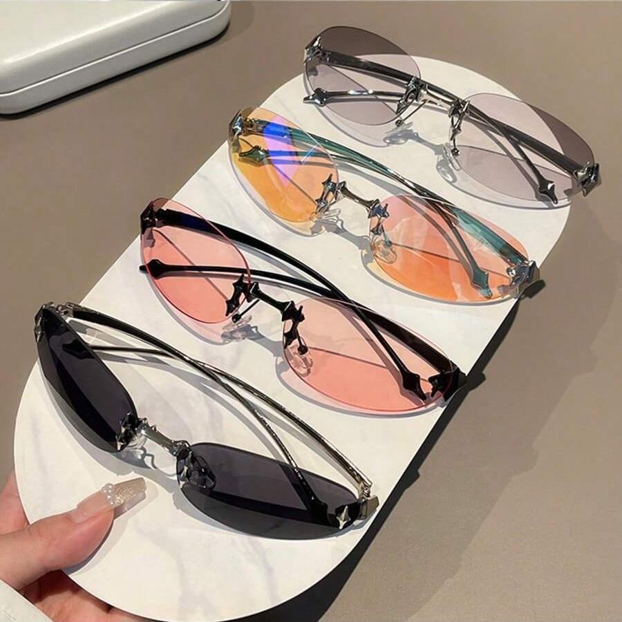 New jennieyk ladies rimless stars Internet celebrity sunglasses trimmed metal sunglasses