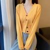Versatile Korean V-neck Slimming Knit Cardigan - Spring/Autumn Long Sleeve Outerwear