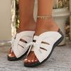 Ladies' Flat Bottomed Casual Slippers, Women's Summer Thick Soled Hollow Bow Sandals, Breathable and Comfortable