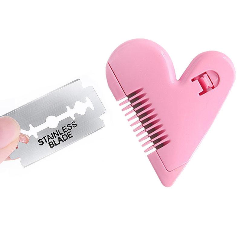 Pink Mini Hair Trimmer Love Heart Shape Hair Cutting Comb Body Bikini Hair Removal Pubic Hair Brushes With Blades Trimming Tools