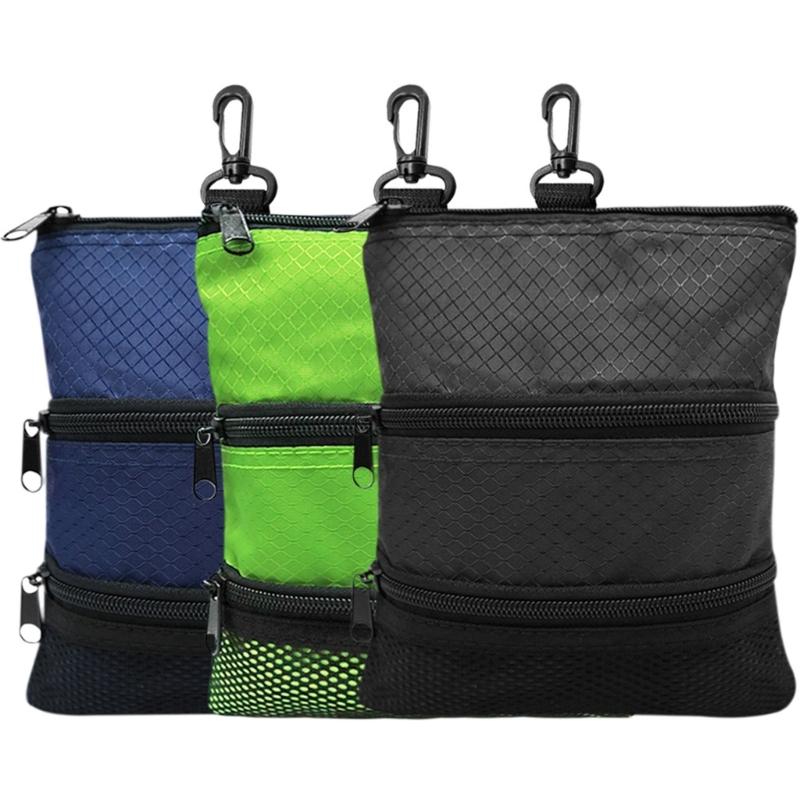 3-Layers Zipper Golf Bag Golf Tee Bag Pouch Bag Golf Balls Holder Bag Golf Balls Pouch Bag Golf Storage Handbag Pocket