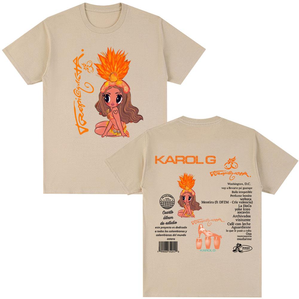 Karol G 2025 New Album Tropicoqueta T-shirt Unisex Women Clothing Fashion Hip Hop Harajuku T-shirts Casual Cotton Oversized T Shirt
