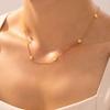 Small Style Flower Collarbone Chain Temperament Elegant Design Titanium Steel Plated 18K Gold Niche Necklace Women