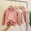 Girls' Floral Flutter Sleeve Long-Sleeve Base Layer T-Shirt