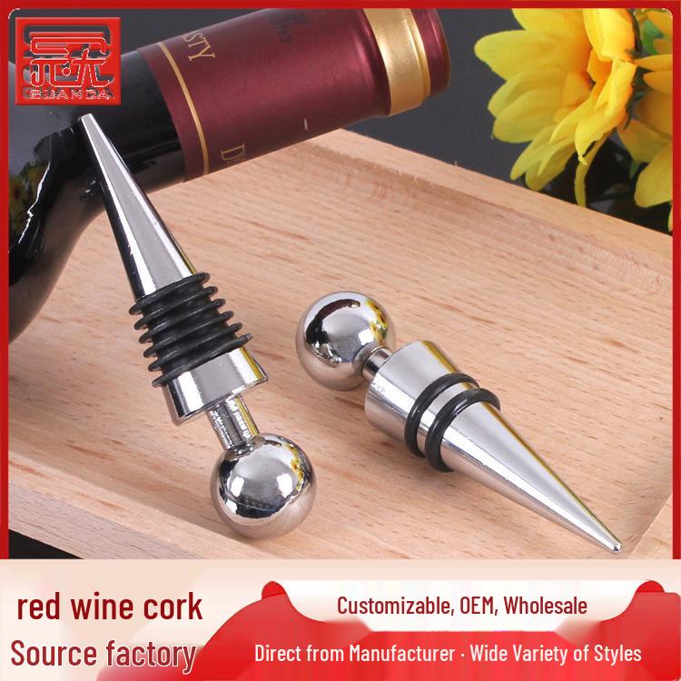 Bouchon de vin en métal avec tête ronde à bille en acier - Alliage de zinc-aluminium pour la conservation du vin rouge
