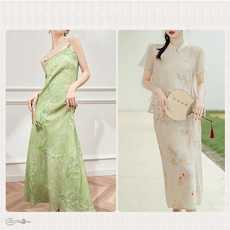 150X50Cm Summer Thin Linen Printing Fabric New Chinese Style Dress Fabric Figure Retro National Cheongsam Hanfu Shirt Fabric