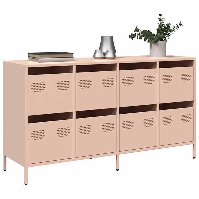 VidaXL Buffet rose 135x39x73,5 cm acier laminé à froid, meuble de rangement, meuble de rangement de cuisine, meuble de 3307168