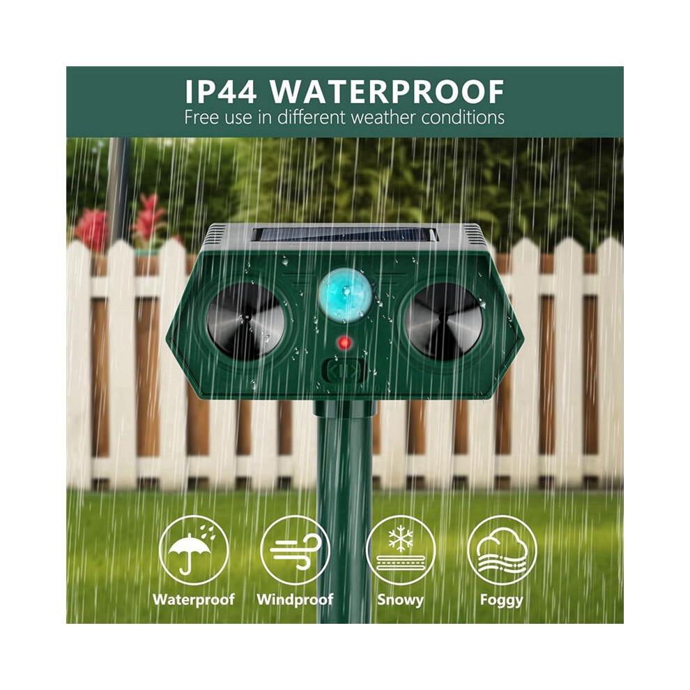 2024 Ultrasonic Animal Repellent, 1-Pack Solar Outdoor Deer Repeller with Motion Sensor, Deters Cats, Squirrels, Rabbits