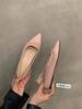 Inner Height Increase Pointed French Small Fragrant Single Shoes Women's Shoes 2025 Spring and Summer Suede Splicing with Skirt Evening Shoes