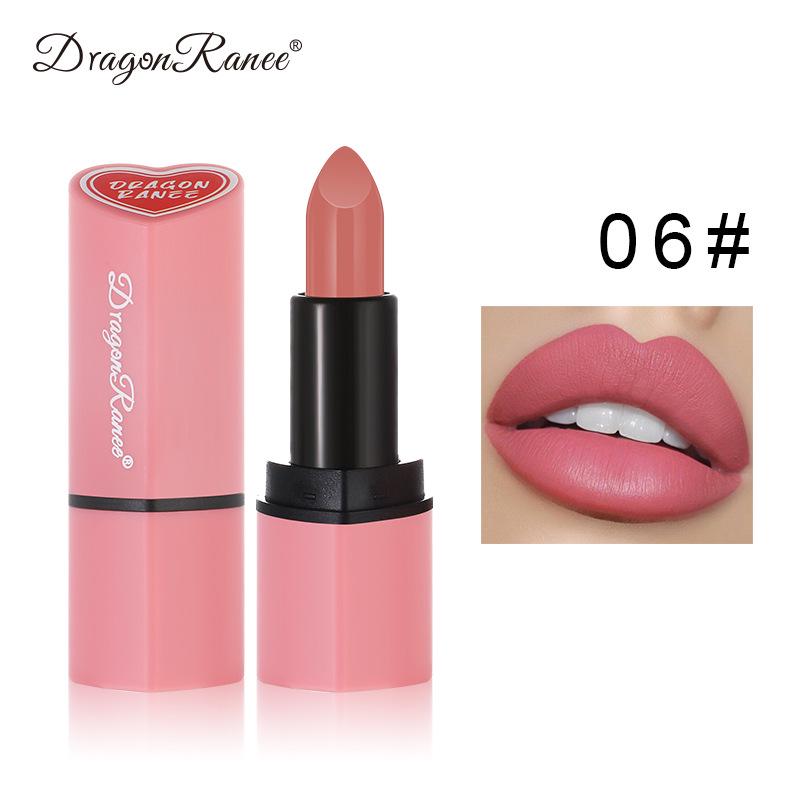 DragonRanee Heart-shaped Waterproof Long-lasting Non-transfer Velvet Matte Nude Lipstick