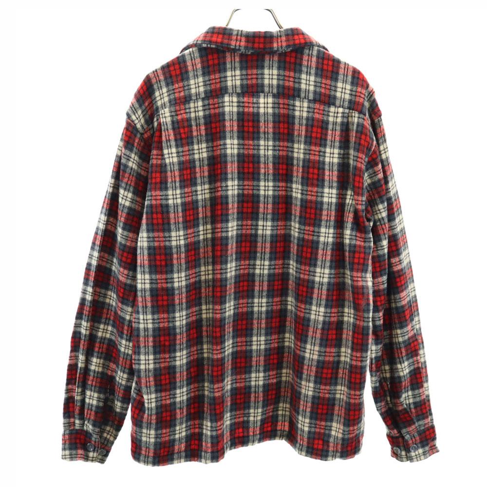 McGregor 60s USA Made Wool Vintage Open Collar Check Pattern Long Sleeve Open Collar Shirt Men's Used
