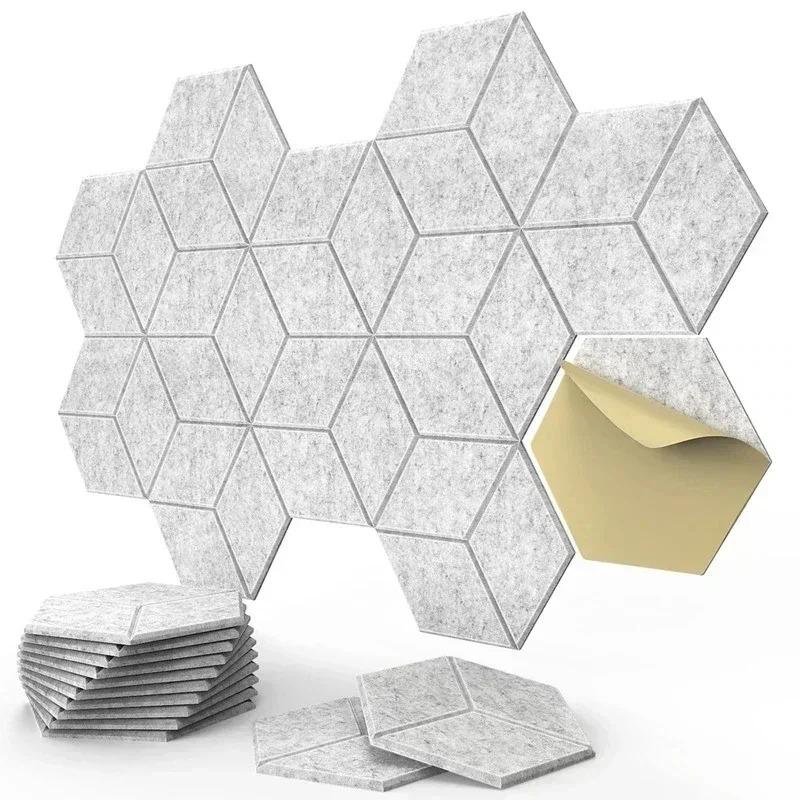 12 PCS Self-adhesive Hexagonal Acoustic Panels Acoustic Foam Panels Y-shaped Liner Design Absorbs Noise and Eliminates