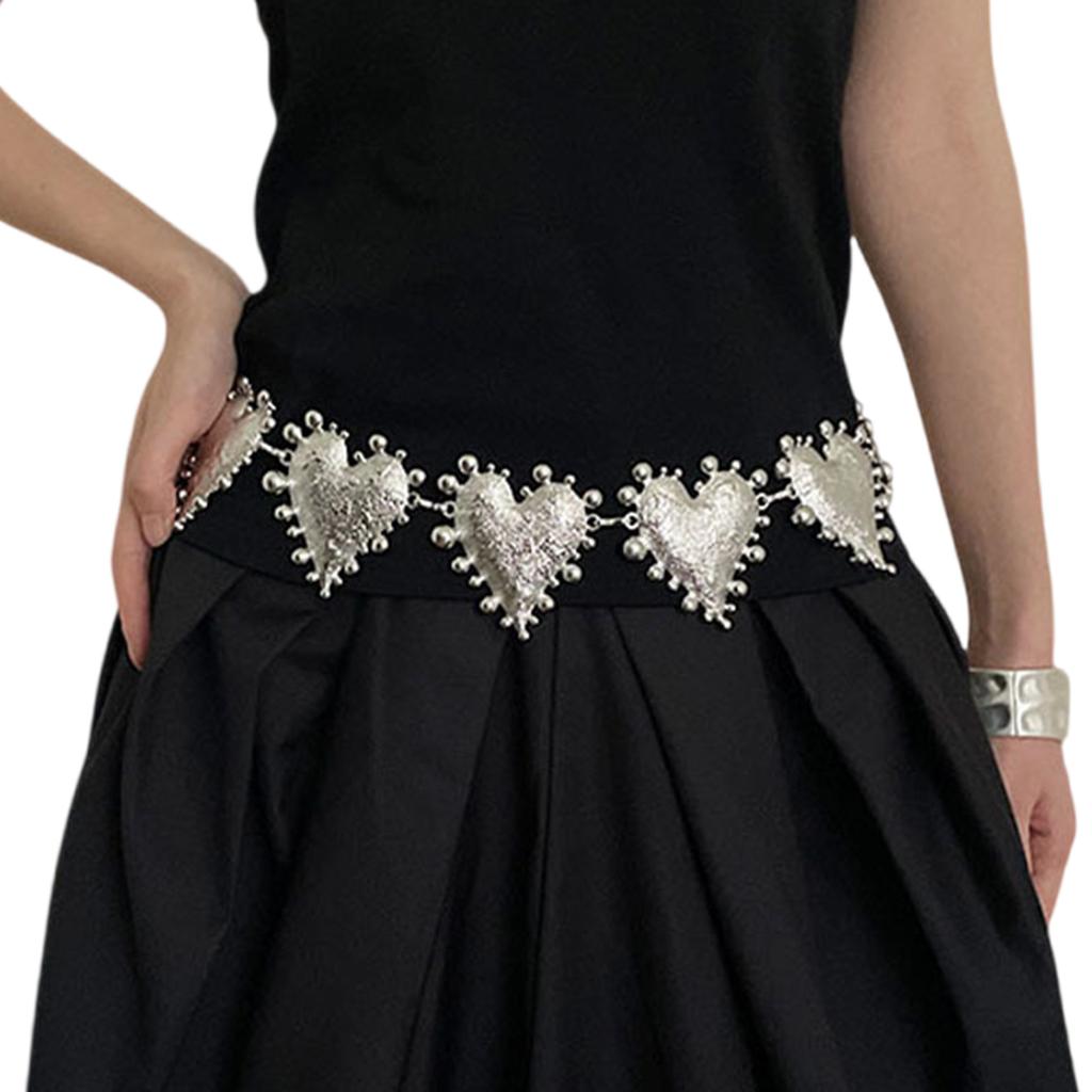 Gothic Waist Belt Stylish Seashell Heart Waist Chain Belt Elaborate Chain Belly Chain for Dress Cowboy Belt Waist Chain