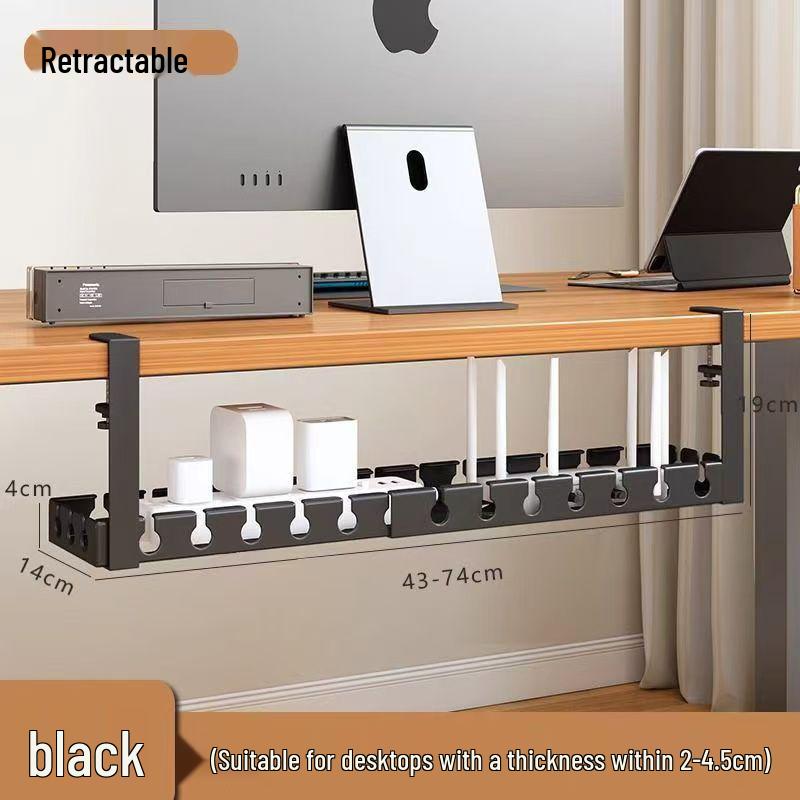Under-Desk No-Drill Cable Organizer for Power Cords and Desktop Sockets