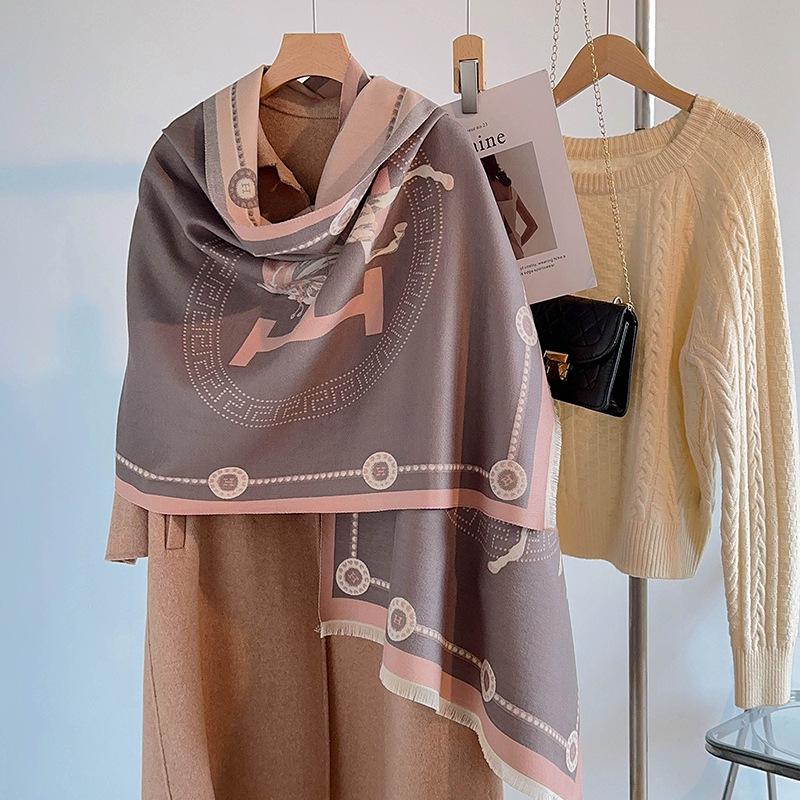 

2025 Women s Designer Scarf: High-End Imitation Cashmere Wool, Large Autumn/Winter Shawl for Elegant Warmth 190cm