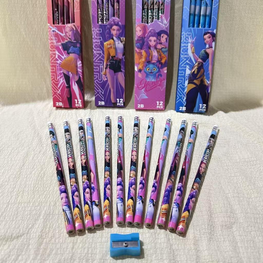 KPOP Witcher themed Cartoon Hb Pencil 12 Pencil Stationery Set for Writing and Drawing Stationery