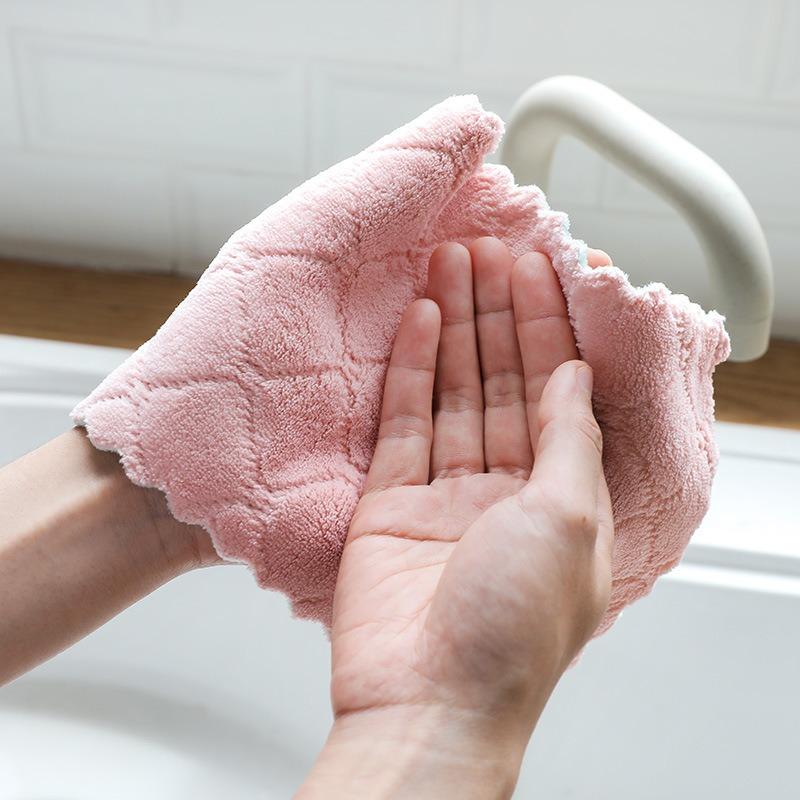 Printed Double-sided Highly Absorbent Cloth That Does Not Shed Fibers or Stick Oil Coral Fleece Dishwashing Cloth