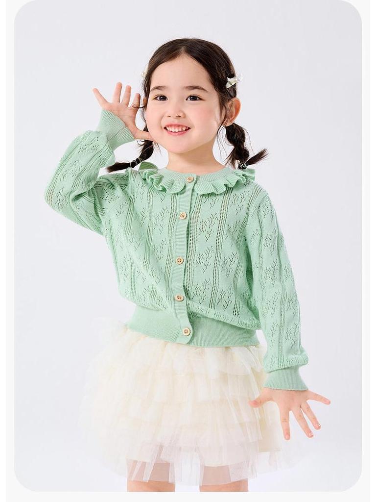 Dudu Family Girls' Spring Cotton Lace Cardigan - Sweet Baby Sweater