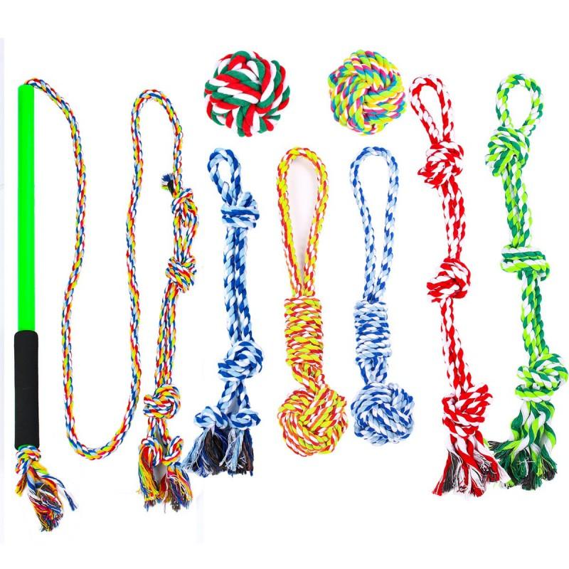Interactive Dog Rope Toy With Knots Teething Relief Mental Stimulation - Small 40cm Medium 60cm Large 80cm Rabbit Fur