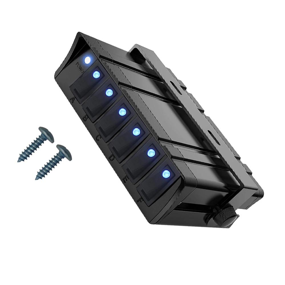 

6-клавишный переключатель с тумблером SPST Панель тумблерных переключателей Панель переключателей Панель переключателей 12 В Панель переключателей 1pcs чёрный