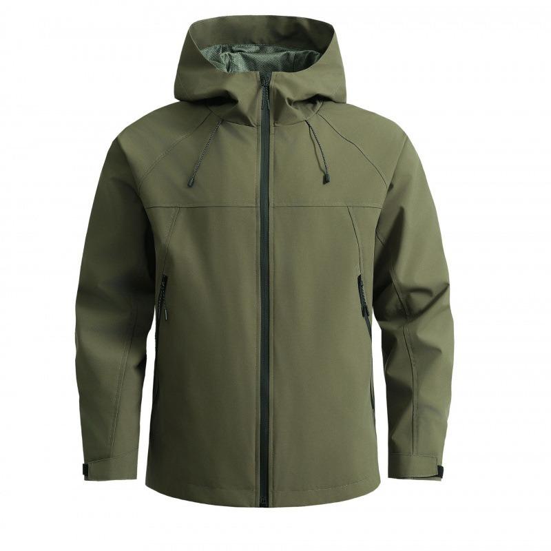 Spring Fashion Solid Color Waterproof Sports Mountaineering Hooded Jacket Men's Casual Loose Jacket