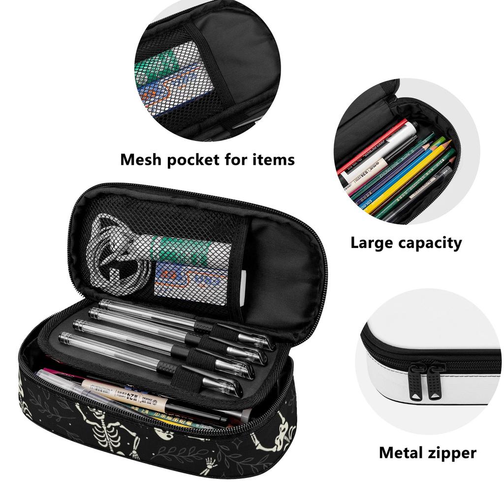 Pencil Case Large Capacity Smooth Zipper 300D Polyester with Main Compartment Mesh Pocket and Pen Slots for Teens and Students