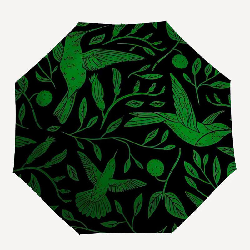 

1pc Hummingbirds Botanical Pattern Automatic Folding Umbrella - Compact 8-Rib Design, Durable Plastic & Iron, Lightweight for Outdoor Daily Use099