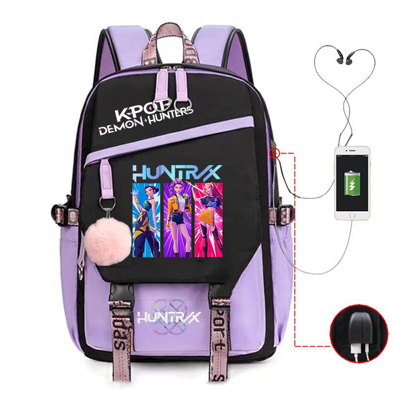 Children'S Schoolbag Contrasting Colors Neutral Leisure Travel Usb Backpack Animation Printing Primary And Secondary School Students