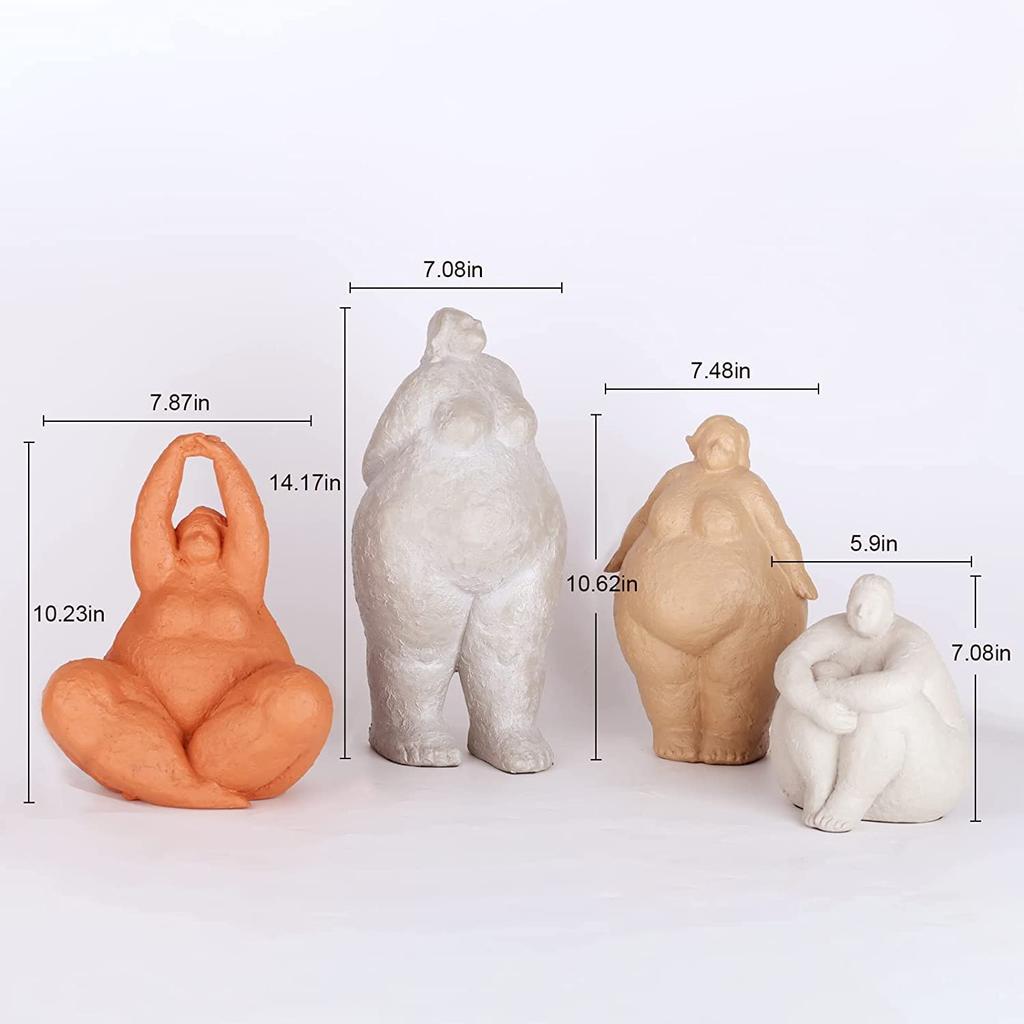 Fat Lady Figurines Yoga Decor Woman Sculpture Yoga Figurine Woman Ornament Vintage Home Decoration Room Table Craft Gifts