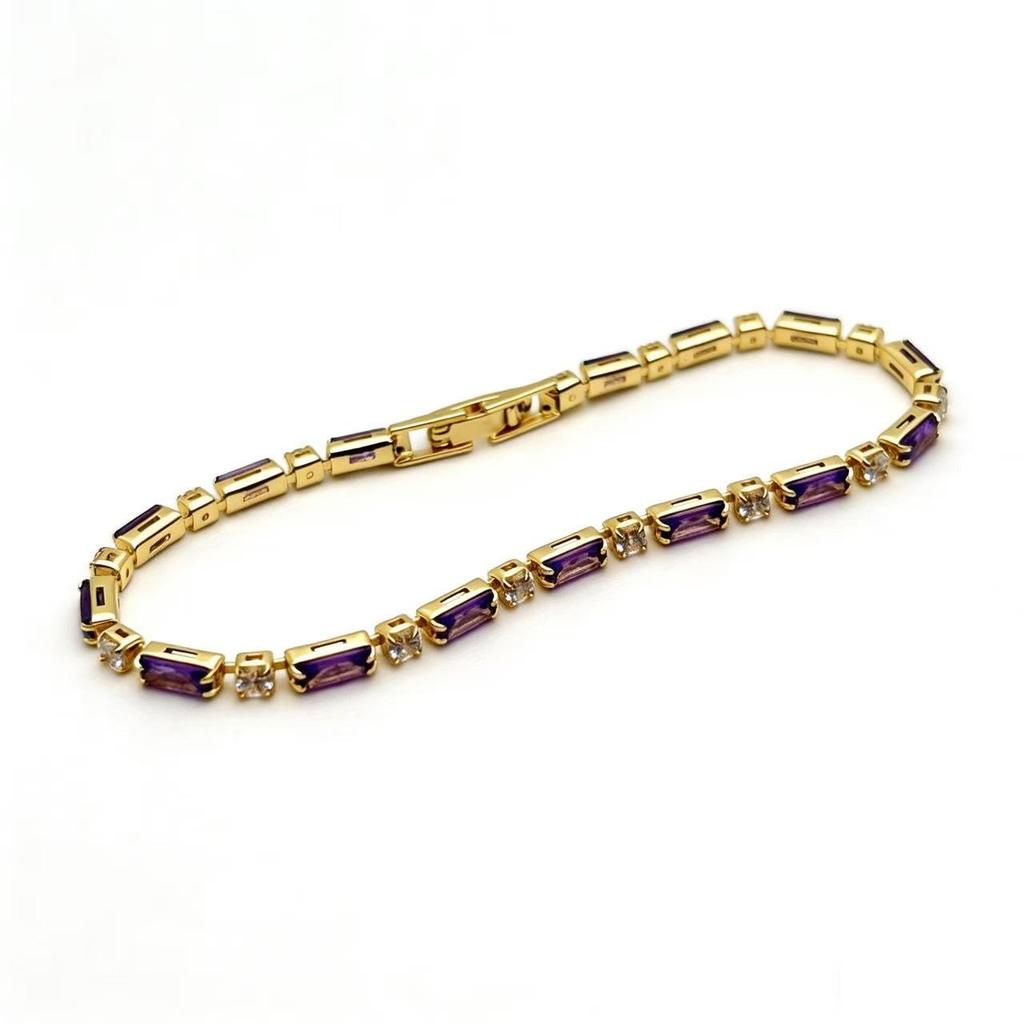 Bracelet de Tennis Zircon Violet - Bijou Élégant pour Femme