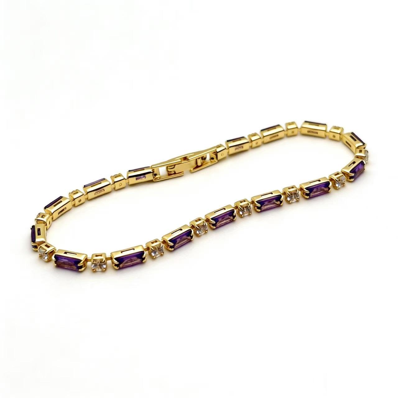 Luxus Damen Tennisarmband mit grünen Phantom- und weißen Kristallen Other weiß/gold