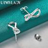 925 Sterling Silver Bowknot Earrings For Women Wedding Parties Fashion Jewelry
