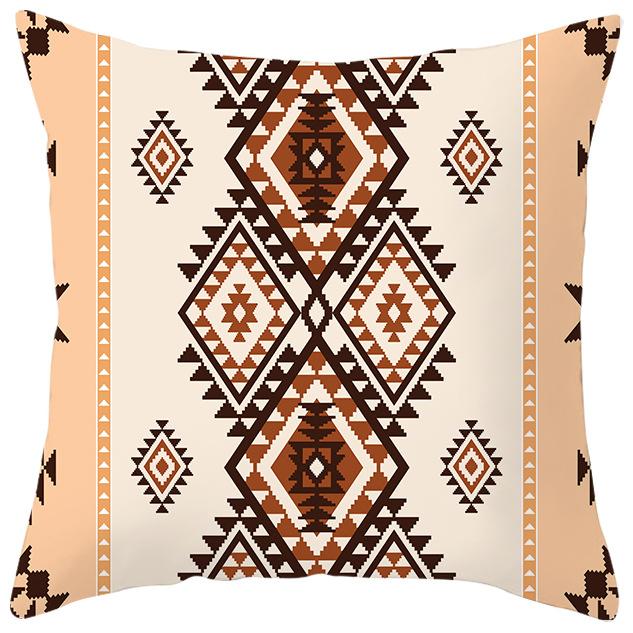 New Ethnic Style Pillow Cover Bohemian Color Geometric Pattern Peach Leather Velvet Retro Pillow Cushion Cover