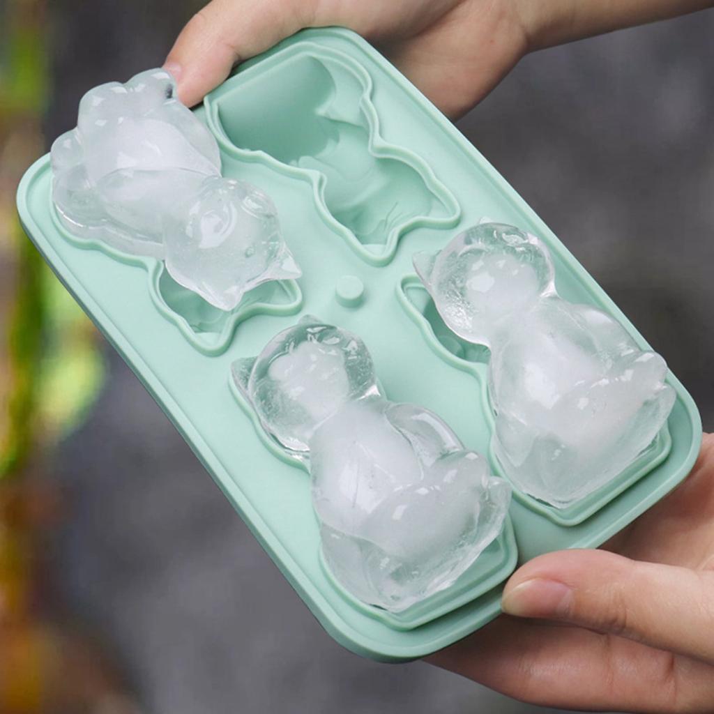 1/2/4PCS Cute 3D Cat Ice Cube Mold Silicone Easy Release BPA Free Ice Block Maker for Kitchen Household Fun Cat Shaped Ice Tray
