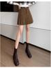 Women's A-Line Pleated Corduroy Wool Skirt with High Waist and Built-in Shorts for Autumn/Winter 2024.