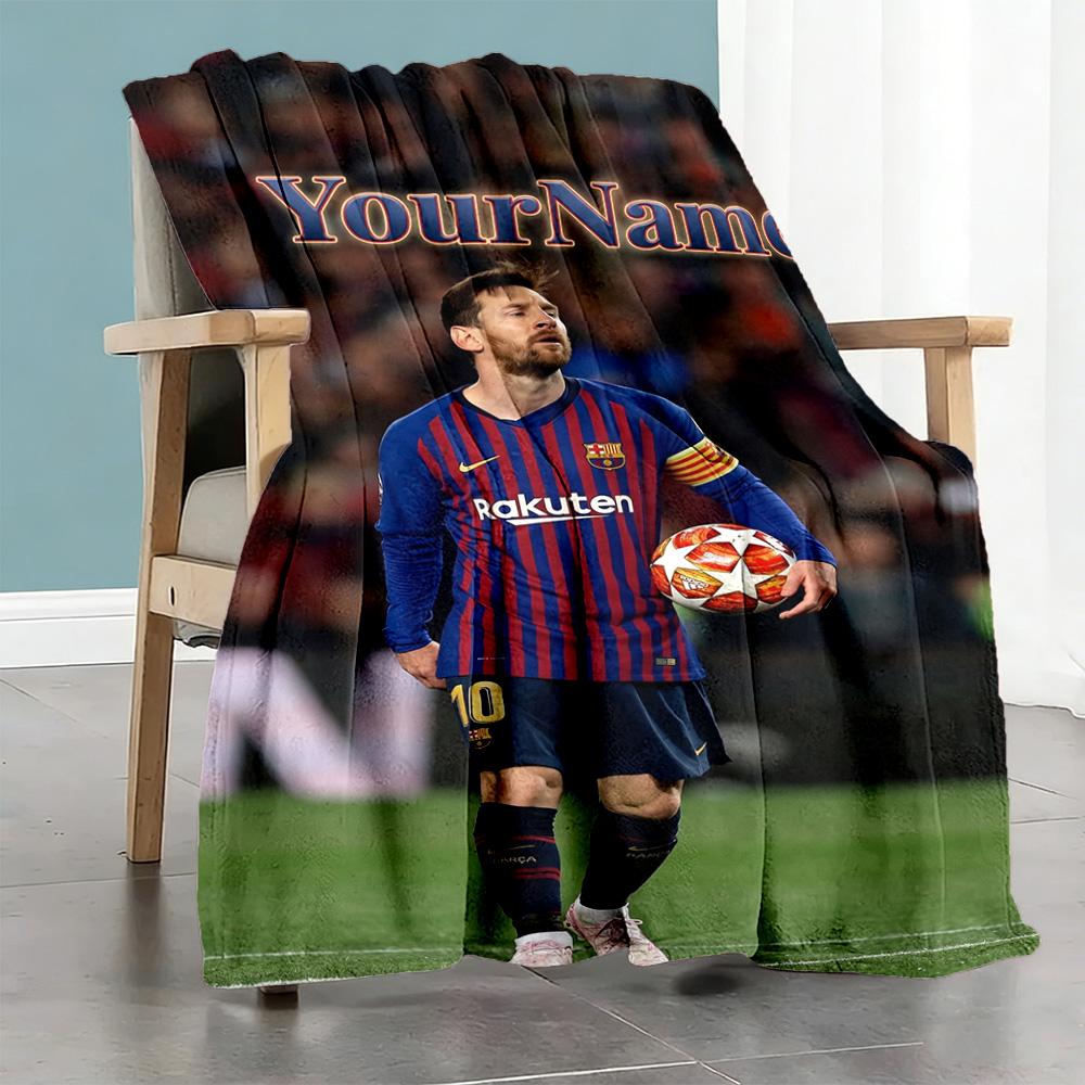 Messi 365 Personalized Name Blanket Lightweight Personalized Blanket Durable Comfort for Nap Office Chair Seaside Office All-Season Use