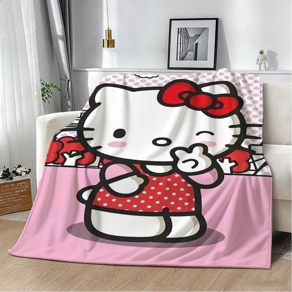 3D H-Hello k-Kitty Cute Cartoon Kawaii Flannel Blanket Soft Throw Blanket Art For Home Decor Bedroom Bed Sofa Picnic Kids Gifts