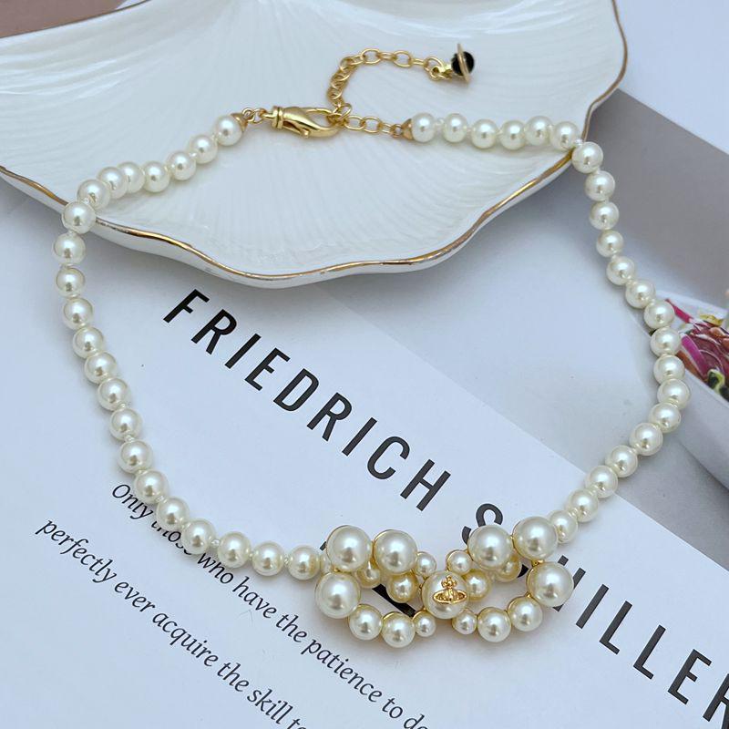 

Жемчужное ожерелье в стиле ретро с бантом Сатурна для женщин золотой