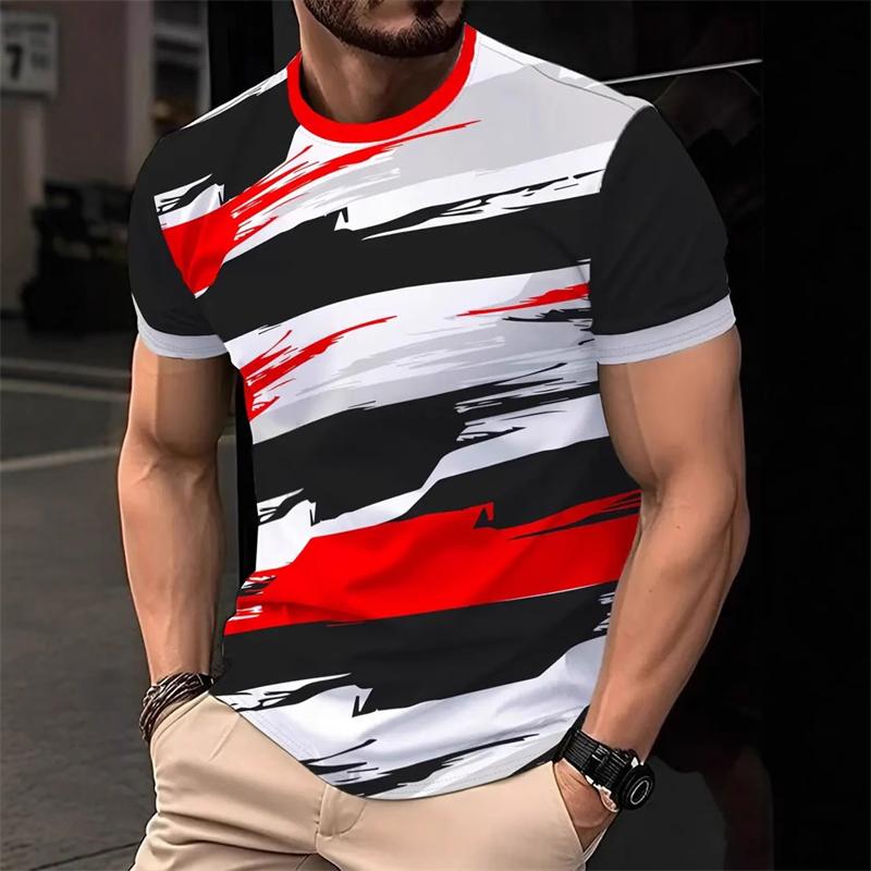 Men Summer Fashion Short Sleeve 3D Printed T-shirts Loose Breathable Business Tees Tops